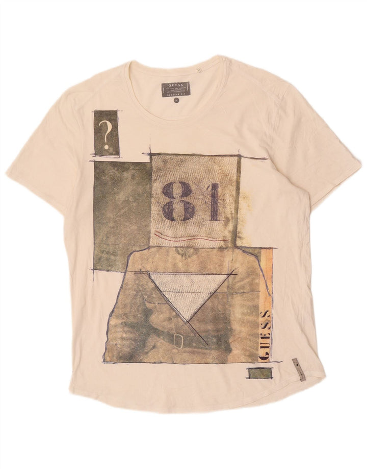Guess Herre Regular Fit grafisk T-shirt Top Medium Off White