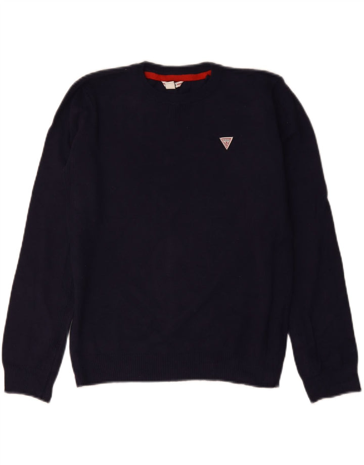 GUESS Boys Crew Neck Jumper Sweater 11-12 Years Navy Blue