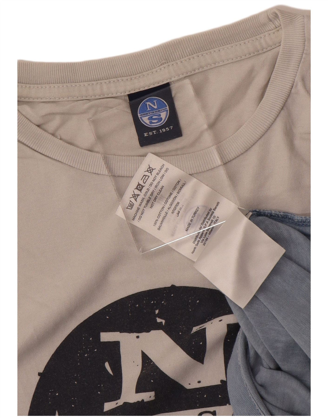 NORTH SAILS Mens Graphic T-Shirt Top Medium Grey Colourblock Cotton