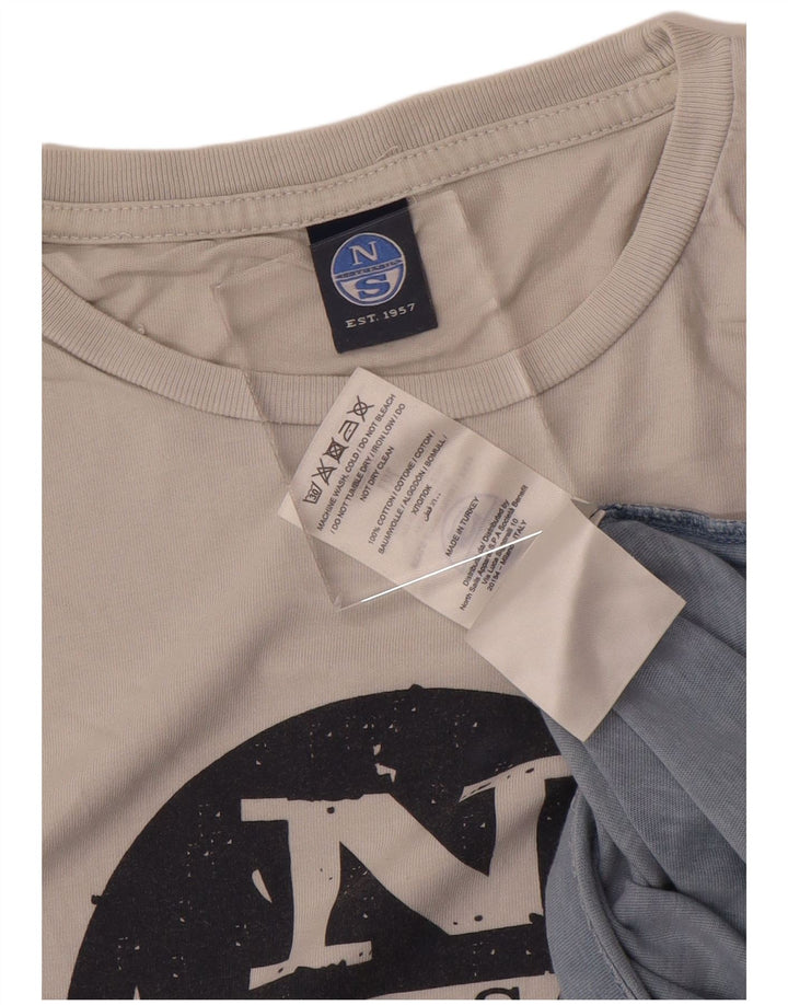NORTH SAILS Mens Graphic T-Shirt Top Medium Grey Colourblock Cotton