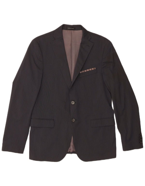 Zara Veste blazer à 2 boutons pour homme EU 52 Large Bleu marine à fines rayures