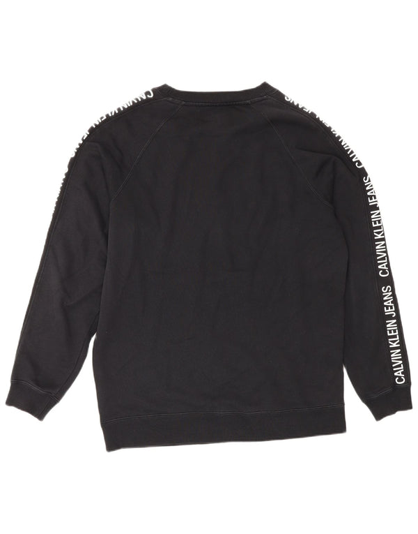 Calvin Klein Jeans Mens Graphic Sweatshirt Jumper Small Black Cotton