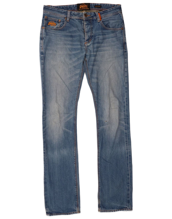Superdry Mens Officer Slim Jeans W32 L34 kék pamut