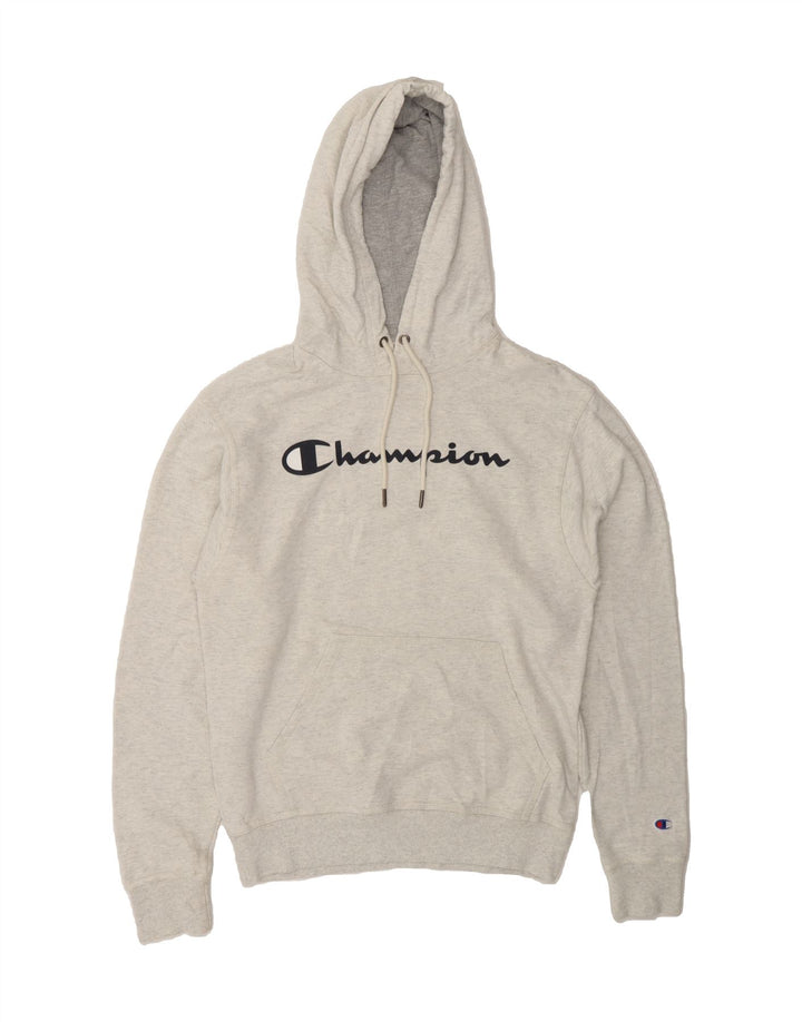 CHAMPION Mens Loose Fit Graphic Hoodie Jumper Small Grey Cotton Vintage Champion and Second-Hand Champion from Messina Hembry 