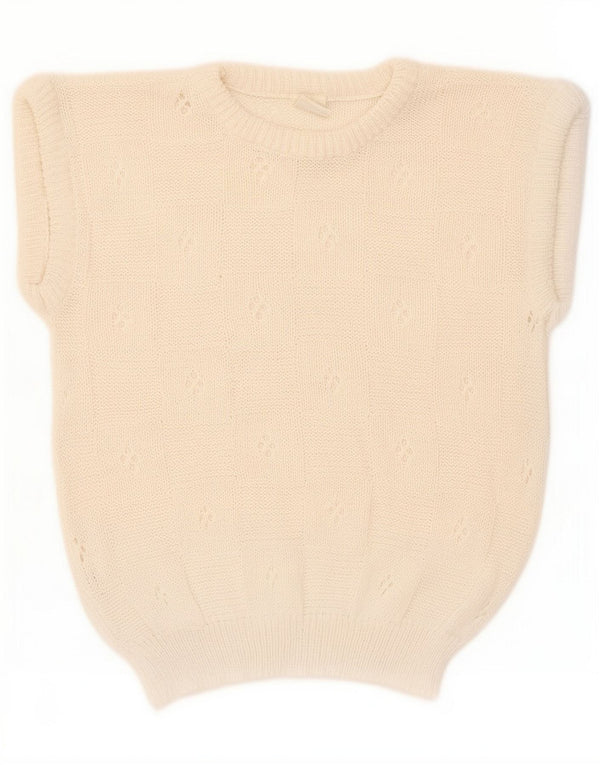 Creazioni Womens Vest Tank Top UK 14 Medium Off White Cotton