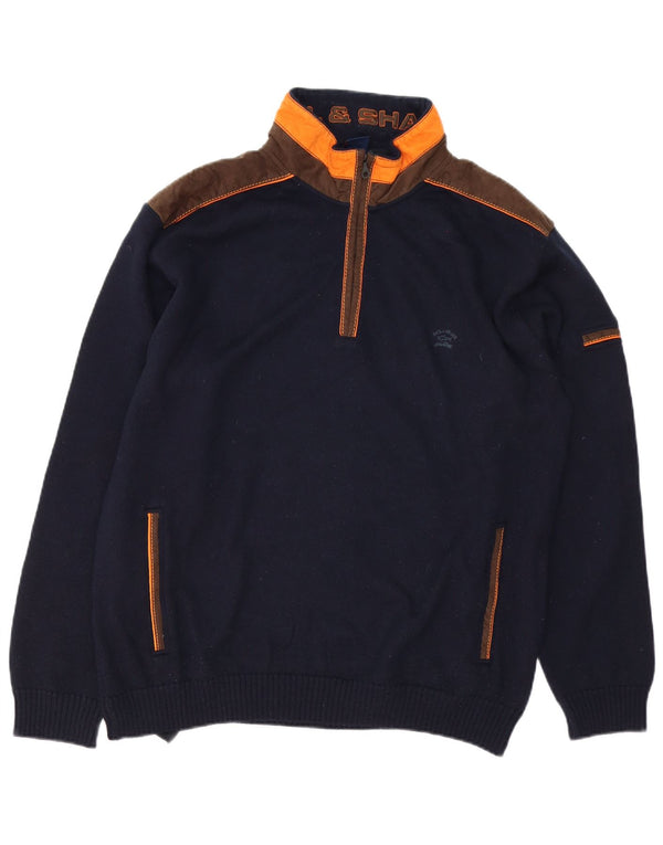 Paul & Shark Mens Yachting Zip Neck Jumper Sweater 2XL Navy Blue