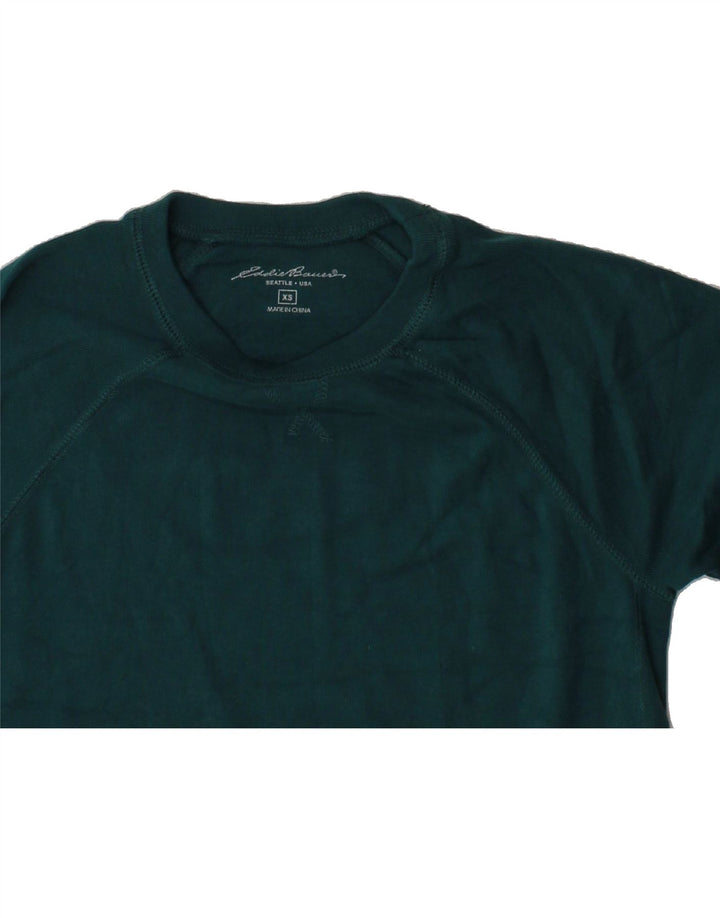 EDDIE BAUER Womens Sweatshirt Jumper UK 6 XS Green Cotton Vintage Eddie Bauer and Second-Hand Eddie Bauer from Messina Hembry 