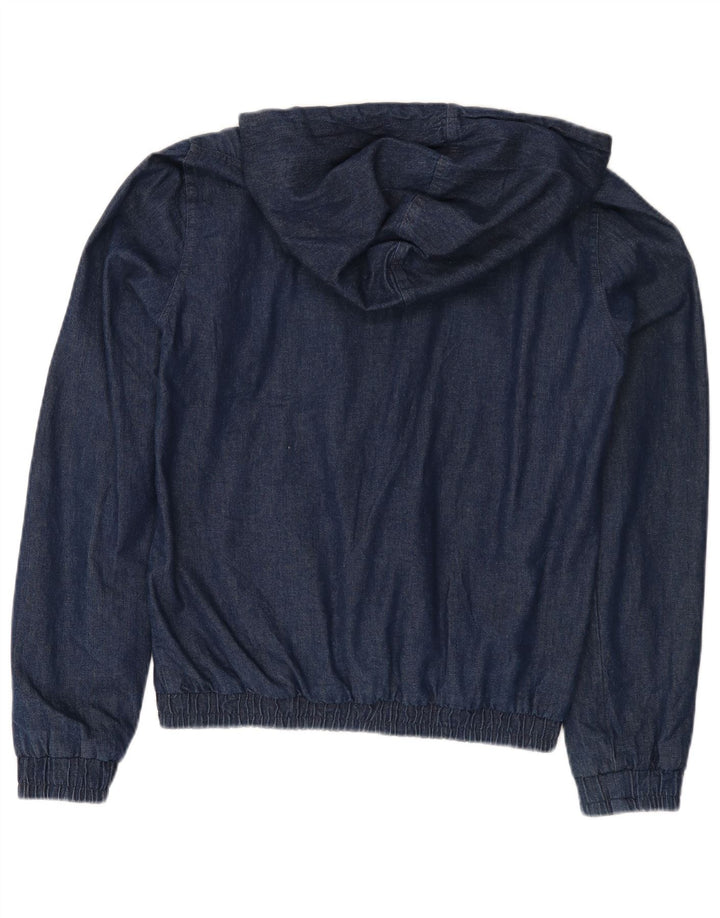 FREDDY Womens Hooded Denim Jacket UK 14 Medium Navy Blue