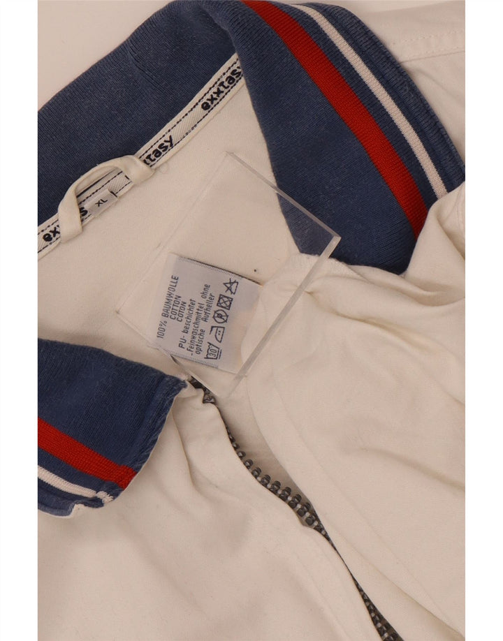 Vintage Mens Tracksuit Top Jacket XL White Colourblock Cotton