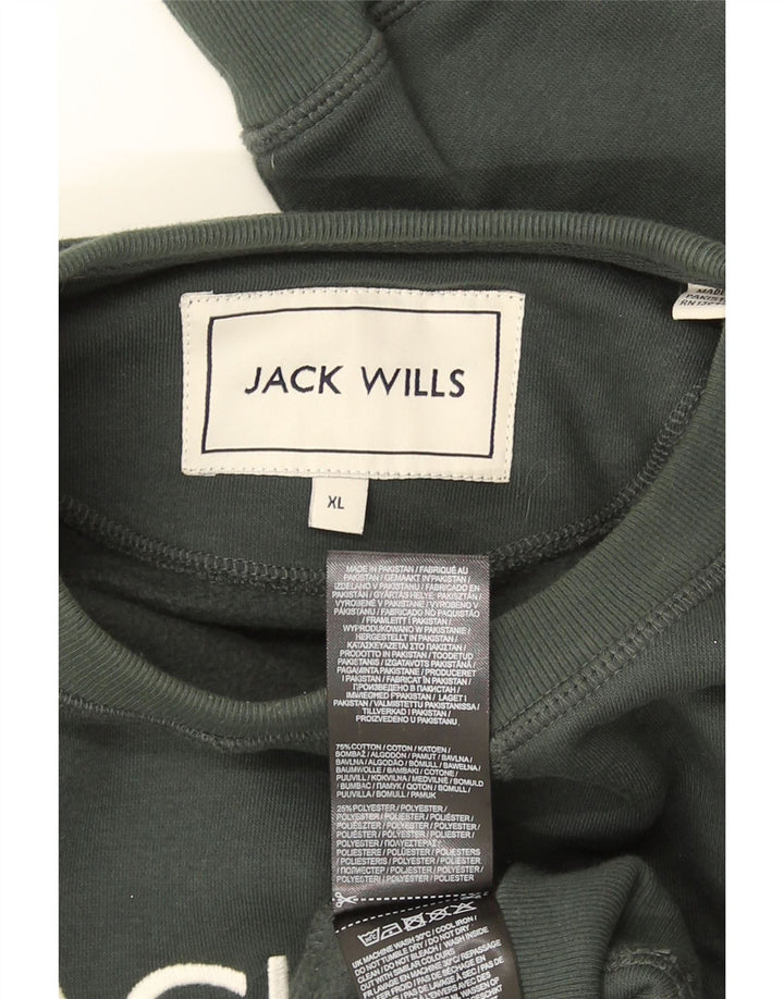 Jack Wills Mens Graphic Sweatshirt Jumper XL Khaki Cotton