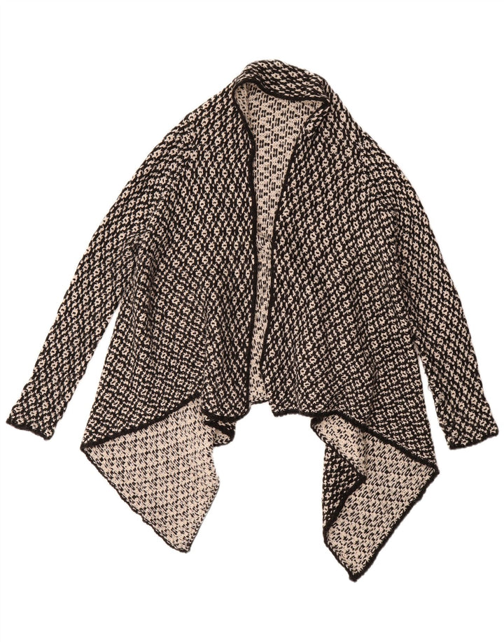 ZARA Womens Asymmetric Open Cardigan Sweater UK 14 Medium Black Geometric
