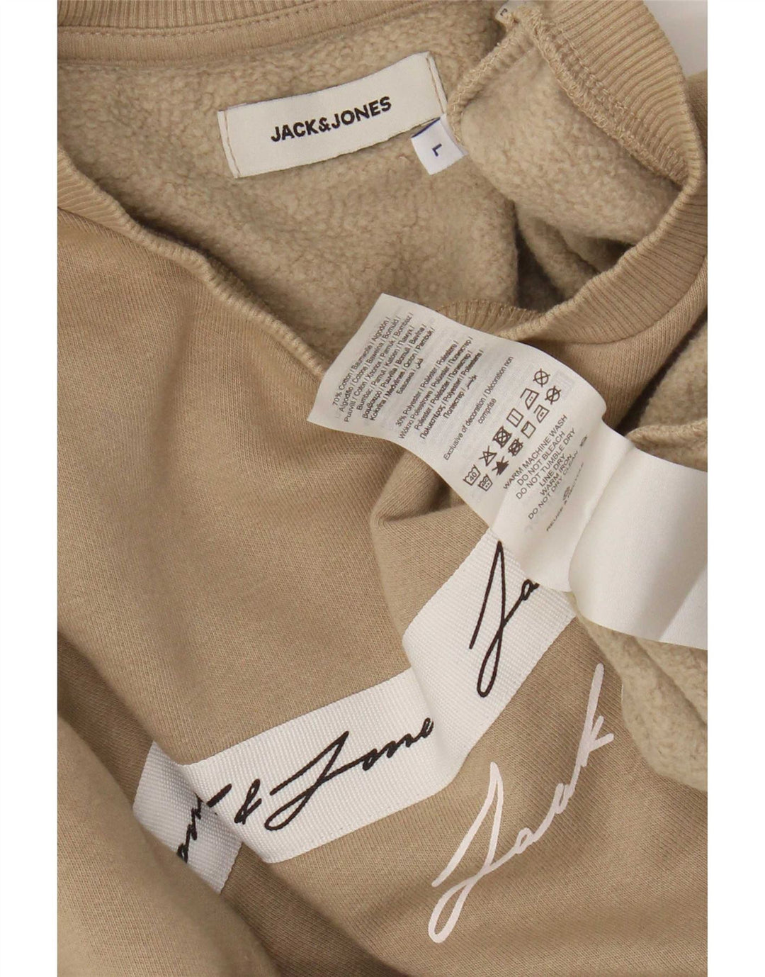 Jack & Jones Mens Graphic Regular Fit Sweatshirt Jumper Large Brown Cotton