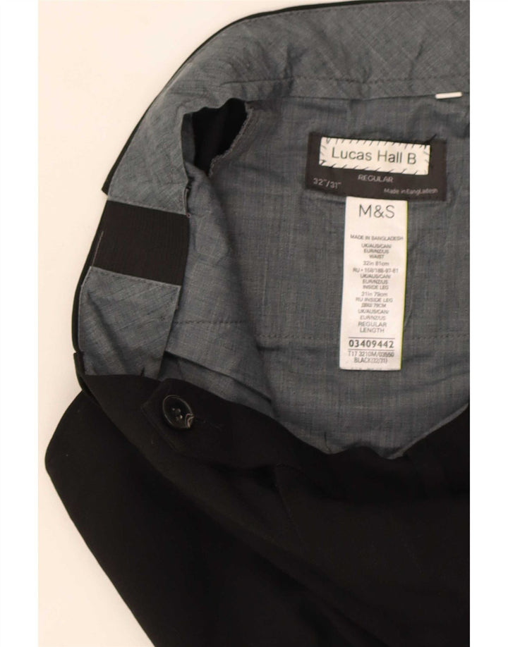 Marks & Spencer Mens Regular Fit Suit Trousers W32 L31 Black Polyester
