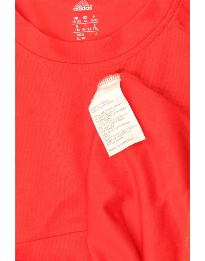 Maglietta Adidas Regular da ragazzo, 15-16 anni, in poliestere color block rosso