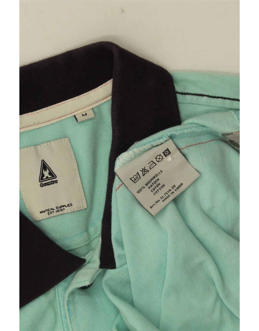 Gaastra Mens Graphic Polo Shirt Medium Blue Colourblock Cotton