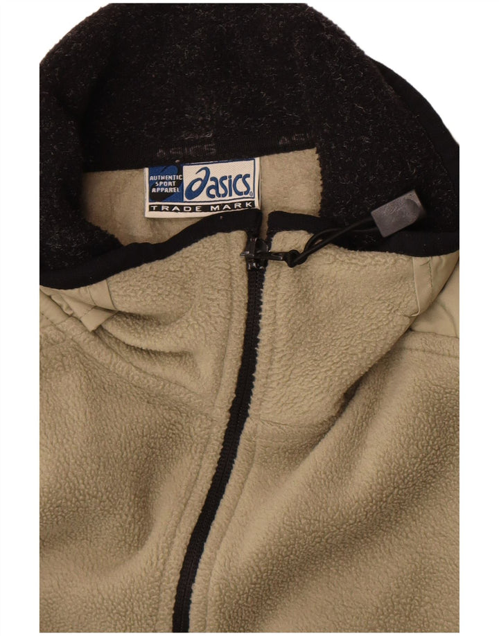 Asics Mens Fleece Jacket UK 44 2XL Khaki Colourblock
