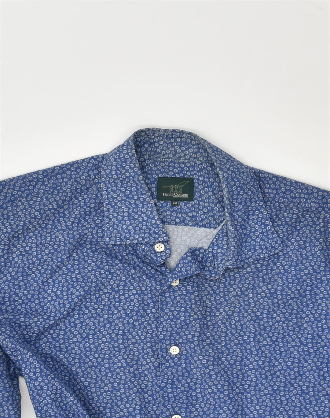 HENRY COTTONS Mens Shirt Size 40 Medium Blue Floral Cotton | Vintage Henry Cottons | Thrift | Second-Hand Henry Cottons | Used Clothing | Messina Hembry 