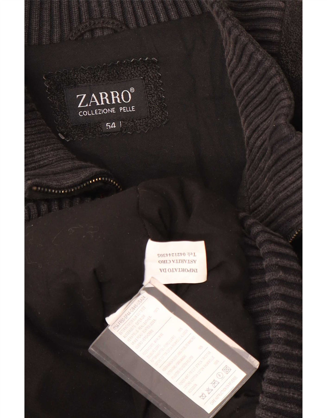Zarro Mens Leather Jacket IT 54 2XL Black