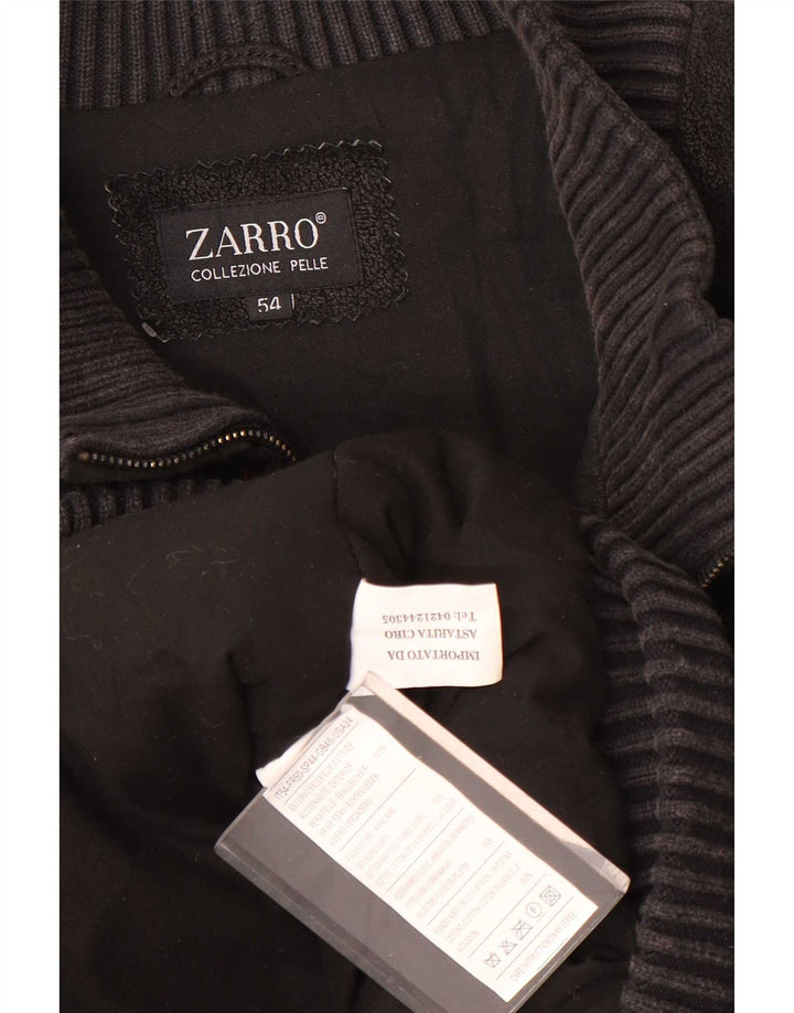 Zarro Mens Leather Jacket IT 54 2XL Black