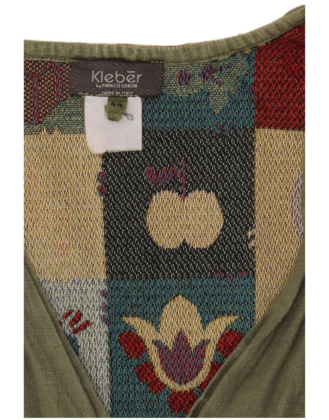 Vintage Womens Sleeveless Shirt Blouse IT 44 Medium Khaki Patchwork