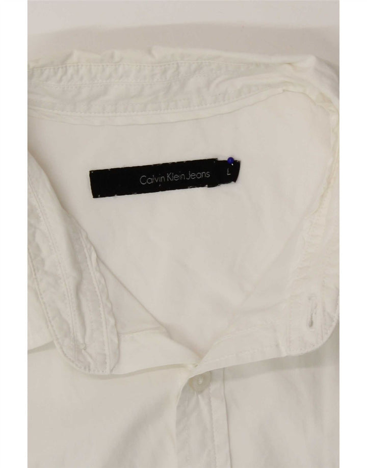 Camicia a maniche corte da uomo Calvin Klein Jeans Large bianca