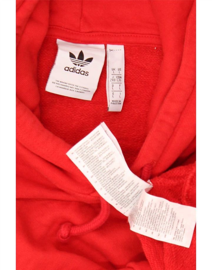 Adidas Mens Hoodie Jumper Large Red Cotton