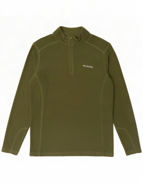 Columbia Mens Zip Neck Fleece Jumper Medium Green Polyester