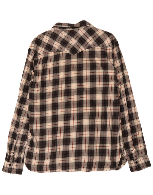 All Saints Mens Flannel Shirt Large Black Check Cotton
