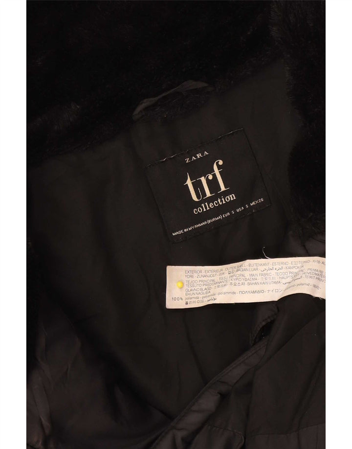 Zara Γυναικείο μπουφάν UK 10 Small Black Polyamide