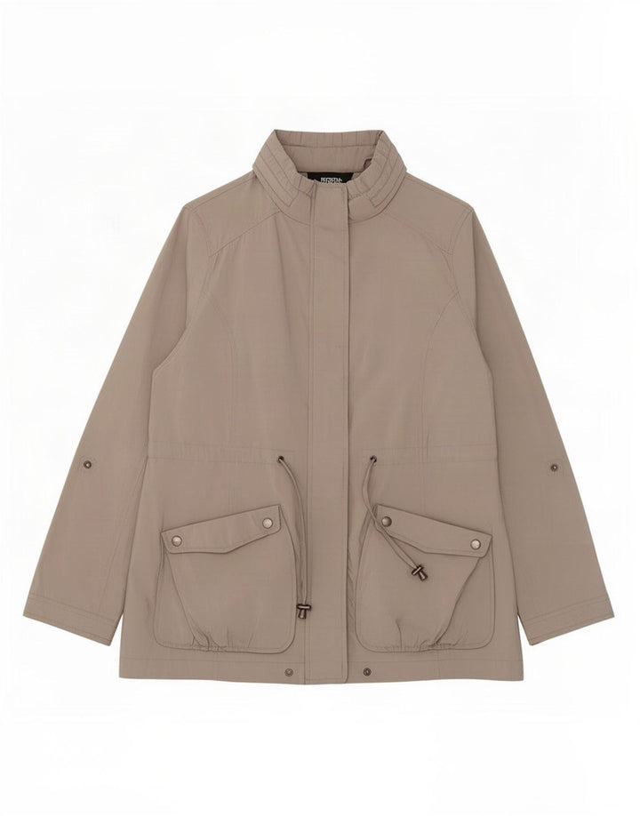 M&Co Womens Hooded Parka Jacket UK 12 Medium Grey Polyester