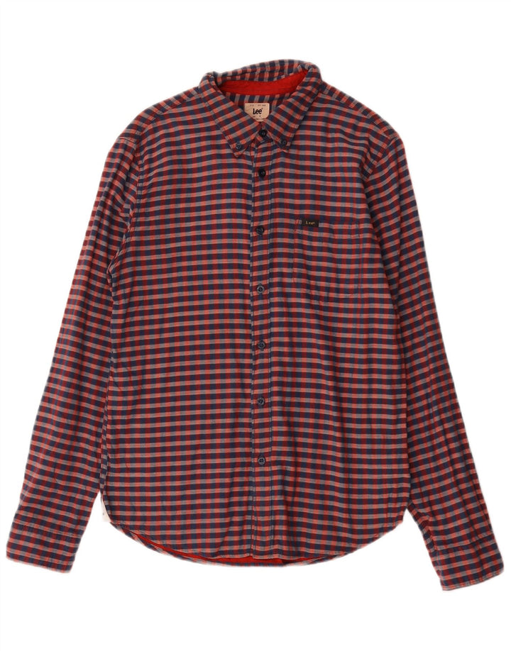 Lee Mens Shirt Small Red Gingham Cotton