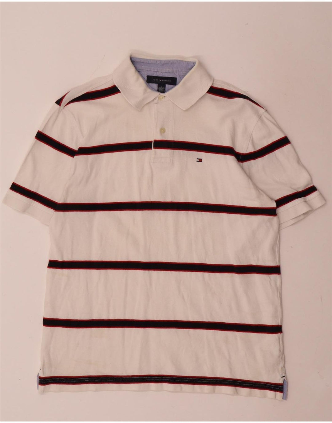 Tommy Hilfiger Herre poloshirt Medium hvid stribet bomuld