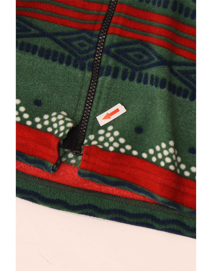 Vintage Mens Fleece Jacket UK 38 Medium Green Geometric