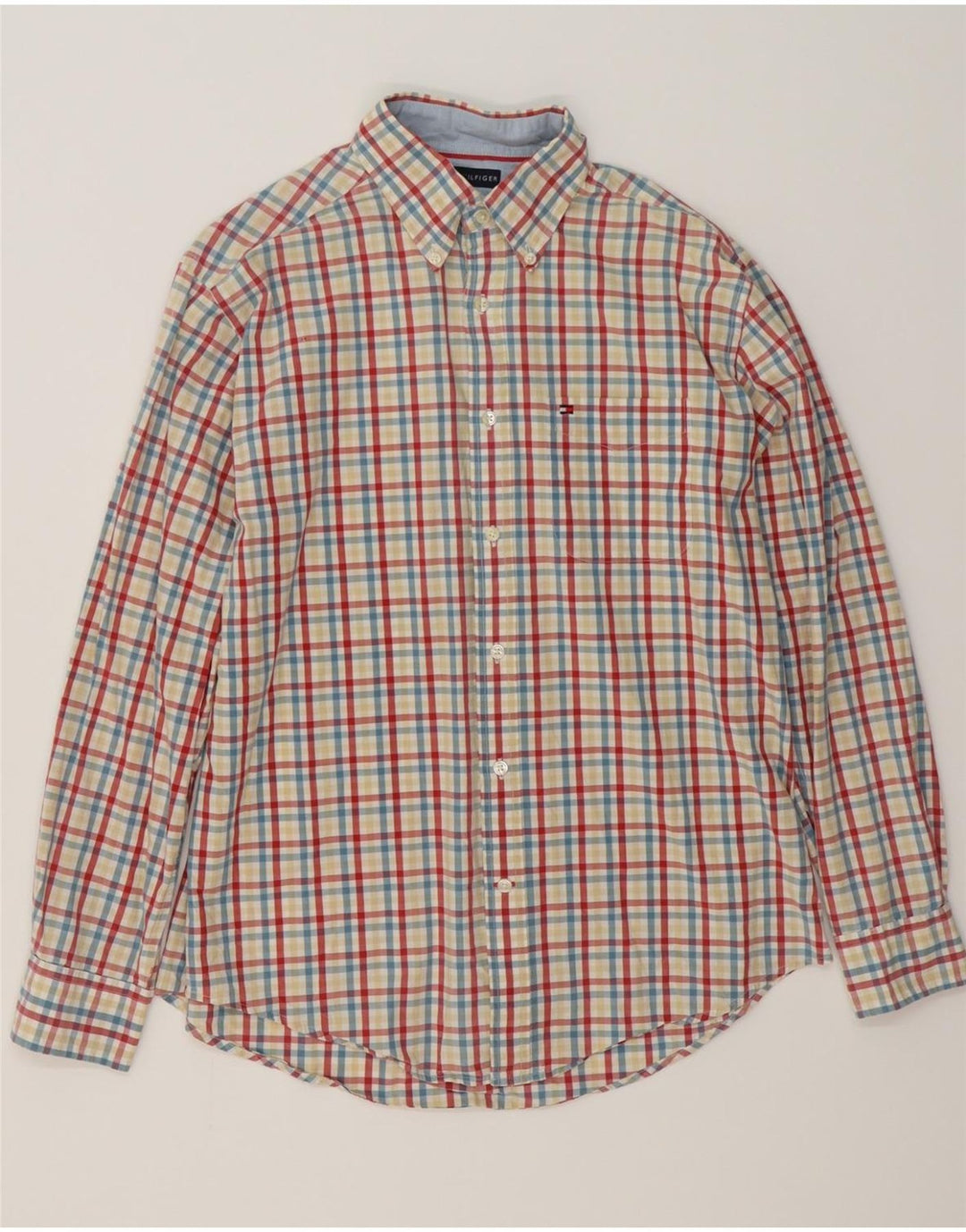 TOMMY HILFIGER Mens Shirt Medium Red Check Cotton Vintage Tommy Hilfiger and Second-Hand Tommy Hilfiger from Messina Hembry 