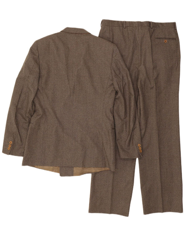 Vintage Herren 2-teiliger Anzug IT 50 Large W32 L32 Braun karierte Wolle