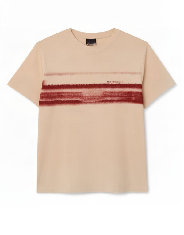 Trussardi T-Shirt Graphique Top Coton Rayé Blanc Moyen