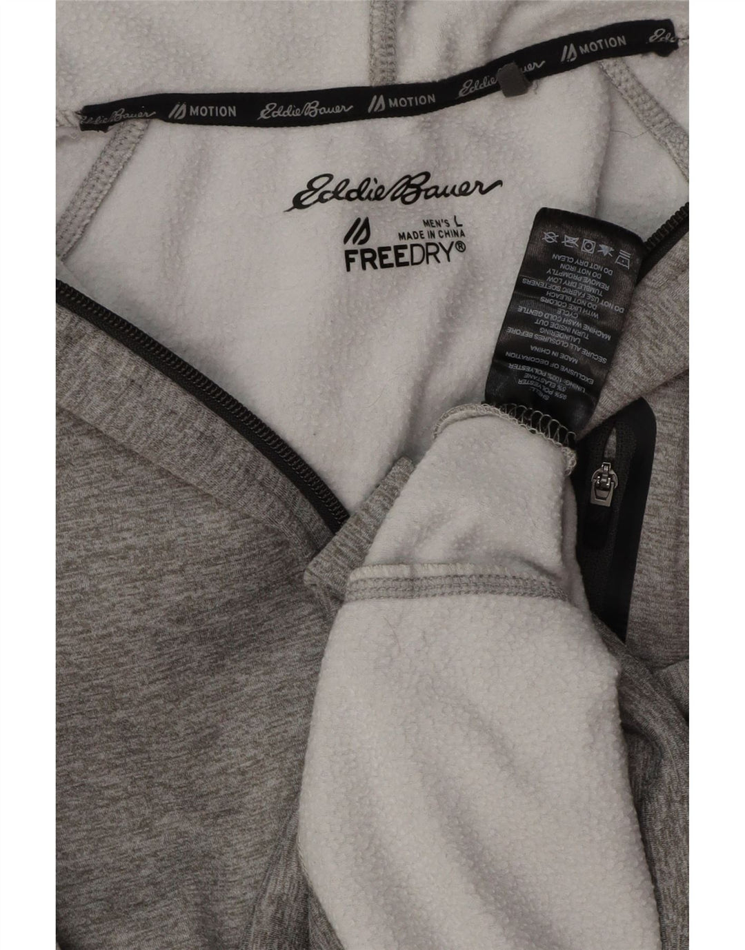 Męski sweter zapinany na zamek EDDIE BAUER, duży, szary poliester