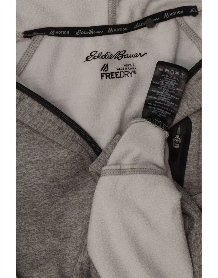 Męski sweter zapinany na zamek EDDIE BAUER, duży, szary poliester