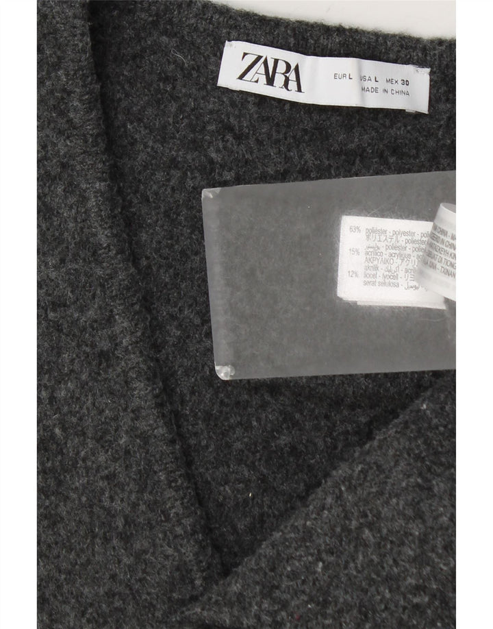Zara Damen Weste UK 14 Large Grau Polyester