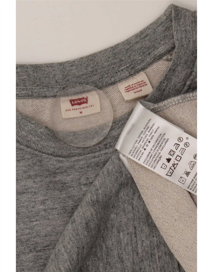 Levi's Damen-Sweatshirt-Pullover UK 14 Mittelgrau gefleckte Baumwolle