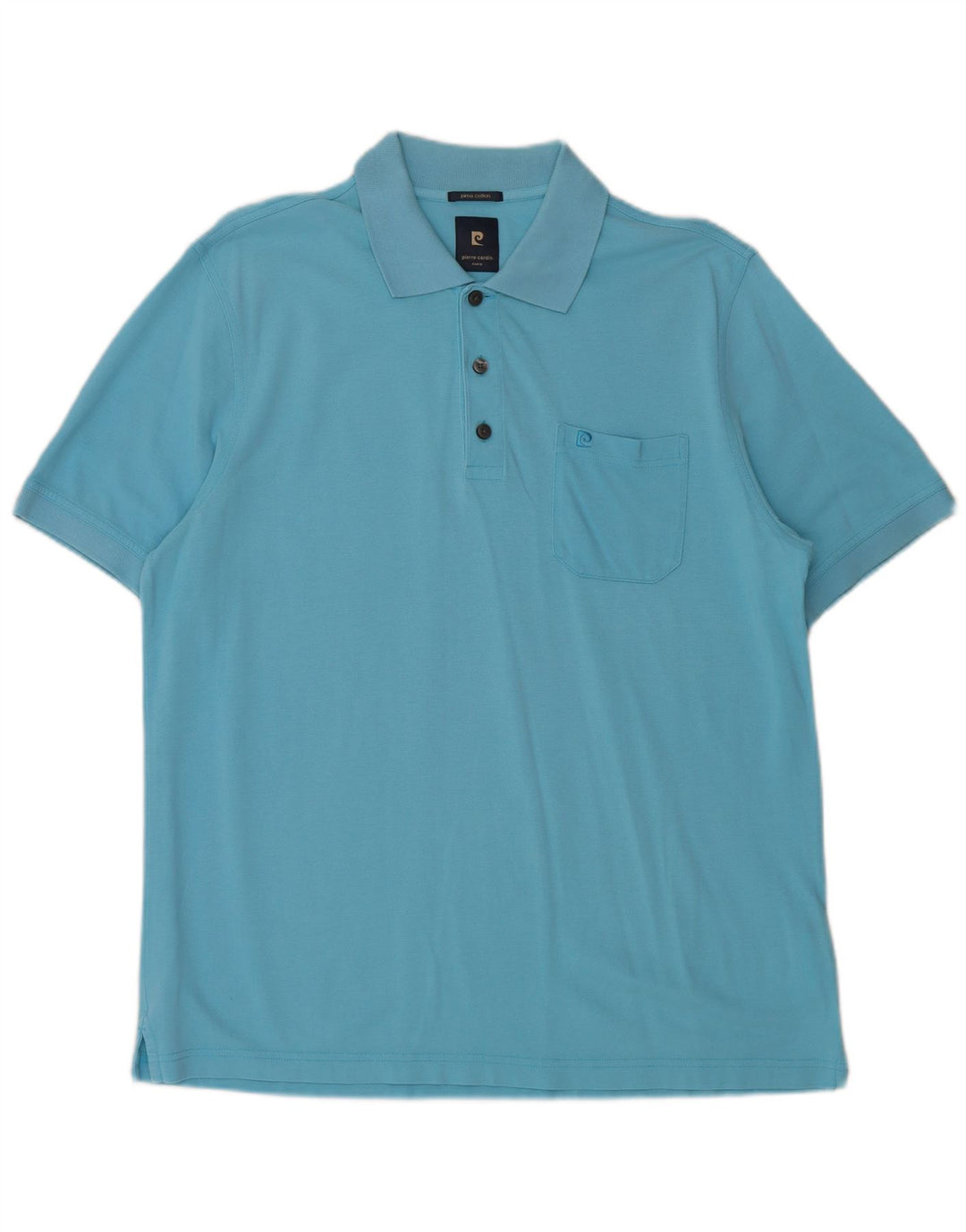 PIERRE CARDIN Mens Polo Shirt Large Blue Cotton