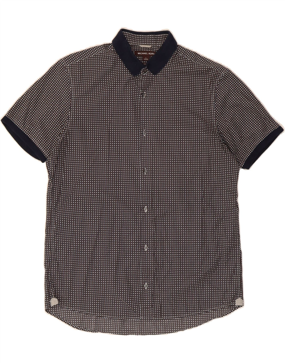 MICHAEL KORS Mens Short Sleeve Shirt Large Blue Geometric Cotton Vintage Michael Kors and Second-Hand Michael Kors from Messina Hembry 