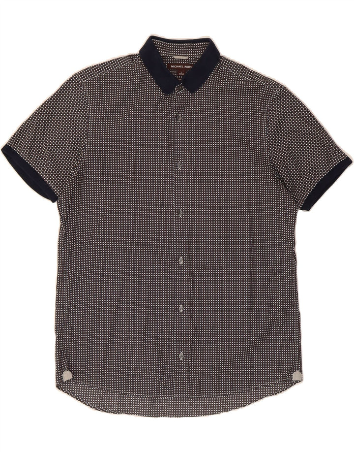 MICHAEL KORS Mens Short Sleeve Shirt Large Blue Geometric Cotton Vintage Michael Kors and Second-Hand Michael Kors from Messina Hembry 