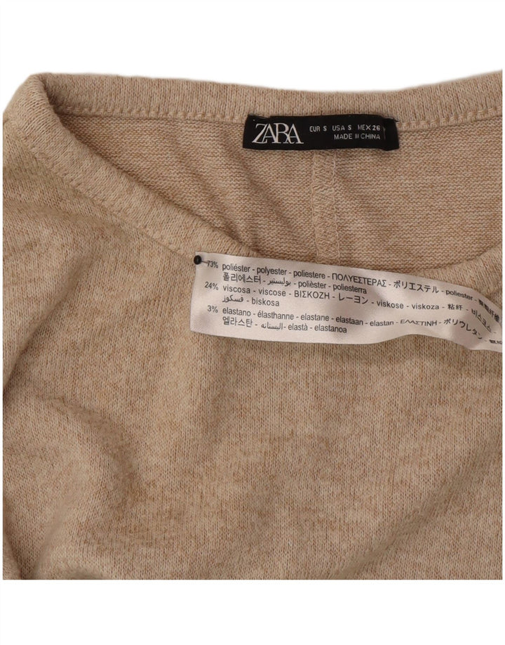 Zara Womens Jumper Dress UK 10 Small Beige Polyester