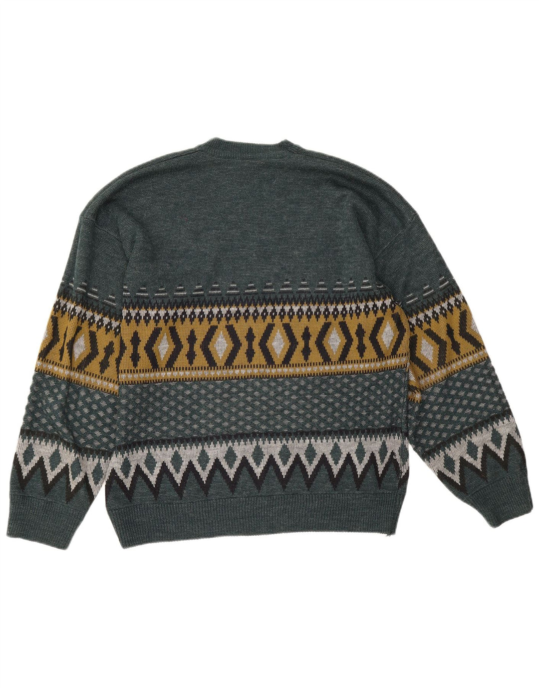 Vintage herre rund hals sweater stor grøn geometrisk