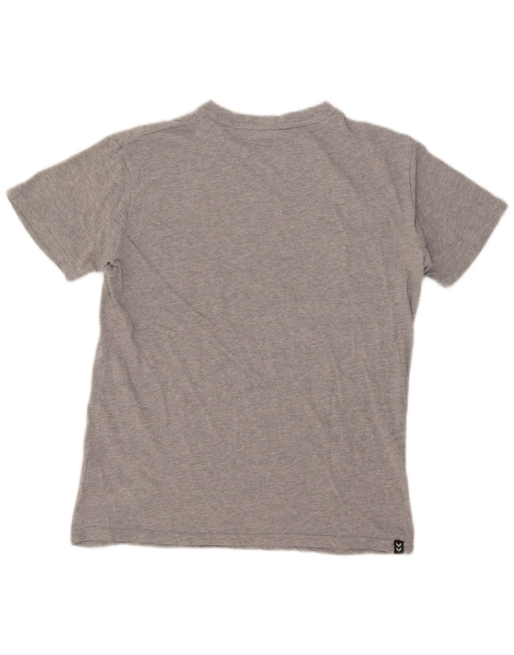 Hummel Herre grafisk T-shirt Top Medium Grey Flecked Bomuld