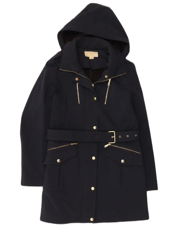 Michael Kors Trench-coat à capuche pour femme UK 44 Bleu marine moyen Polyester