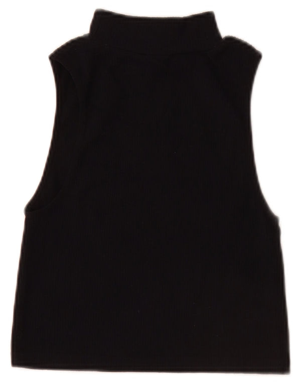 Zara Damen Crop Vest Top UK 12 Medium Schwarz