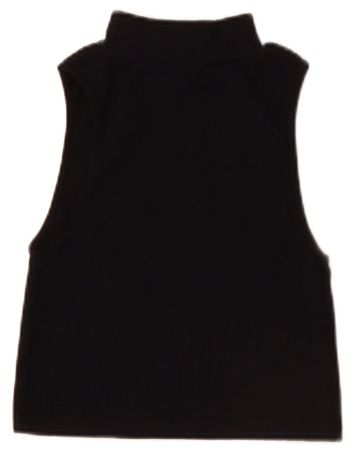 Zara Damen Crop Vest Top UK 12 Medium Schwarz