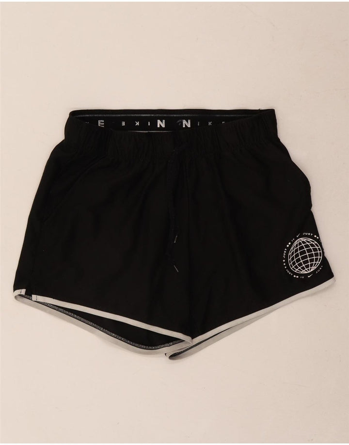 Nike Womens Graphic Sport Shorts UK 8 Small  Black Polyester